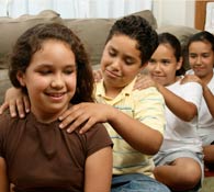 children massasging