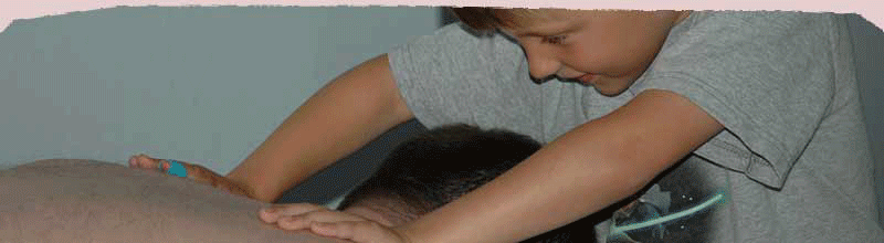 Slideshow, family members doing massage on each other