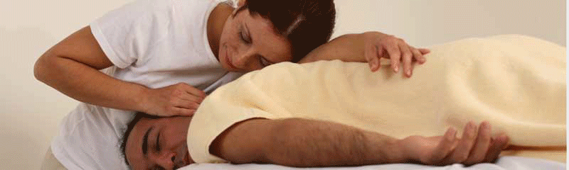 Slideshow, family members doing massage on each other